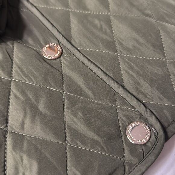 NWOT Green London Fog Quilted Gold Tone Button Jacket - Picture 5 of 9